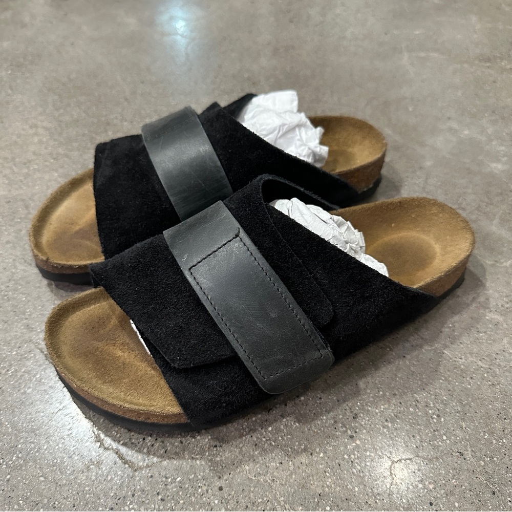 Birkenstock Black Suede Slide Sandals